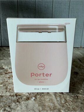 w&p Porter 15 oz To-Go Glass Tumbler - Blush Pink engraved